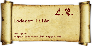 Lóderer Milán névjegykártya